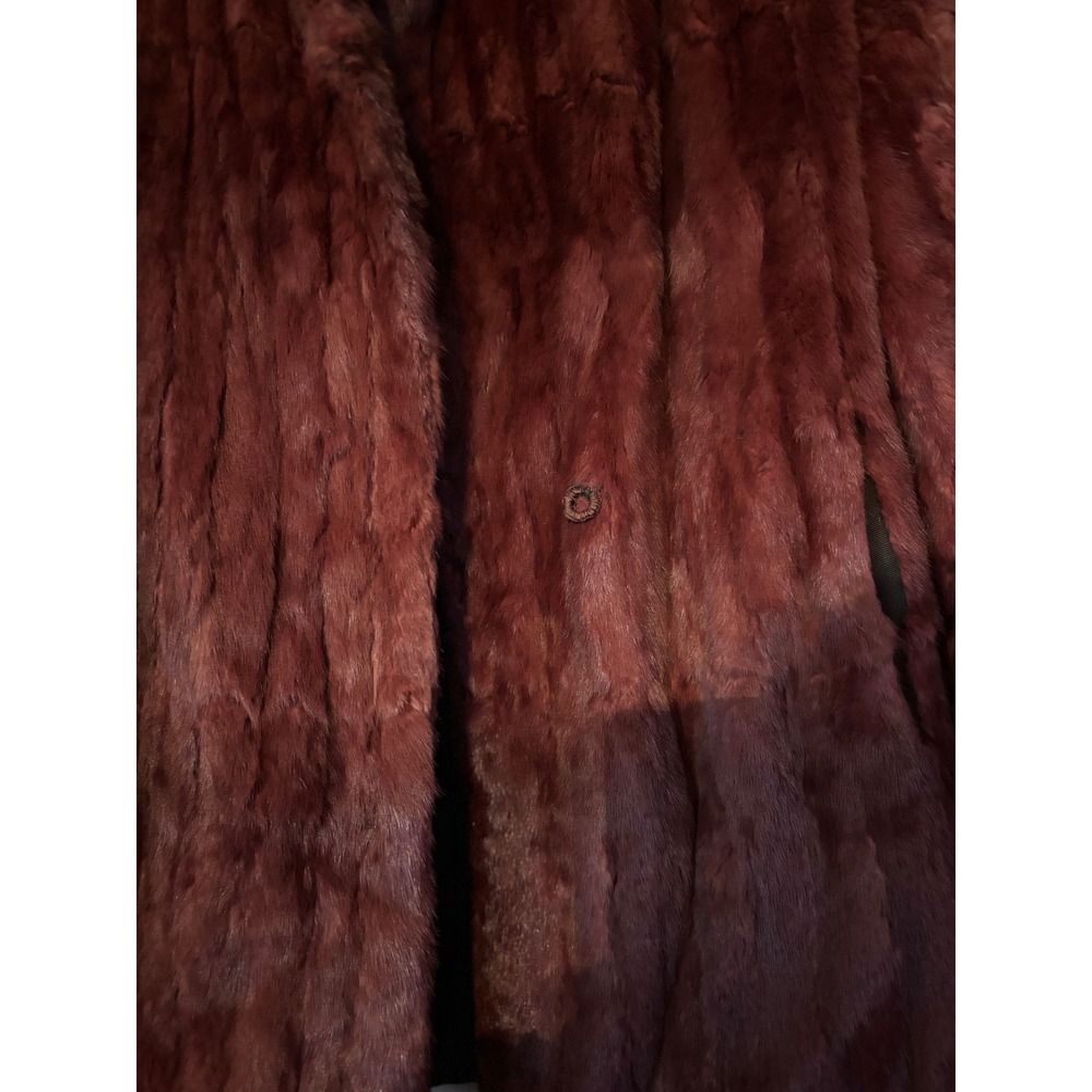 Vintage Mahogany Mink Fur Coat Brown Shawl Collar‎ Monogrammed 1950s 1960s Lux - Picture 4 of 6